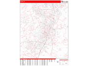 Austin <br /> Wall Map <br /> Zip Code <br /> Red Line Style 2025 Map