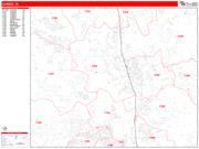 Conroe <br /> Wall Map <br /> Zip Code <br /> Red Line Style 2025 Map