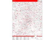 Dallas <br /> Wall Map <br /> Zip Code <br /> Red Line Style 2025 Map
