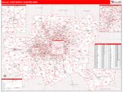 Dallas Fort Worth <br /> Wall Map <br /> Zip Code <br /> Red Line Style 2025 Map