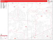 Frisco <br /> Wall Map <br /> Zip Code <br /> Red Line Style 2025 Map