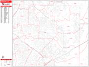 Garland <br /> Wall Map <br /> Zip Code <br /> Red Line Style 2025 Map