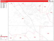 Mansfield <br /> Wall Map <br /> Zip Code <br /> Red Line Style 2025 Map