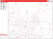 McKinney <br /> Wall Map <br /> Zip Code <br /> Red Line Style 2025 Map