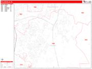 Pflugerville <br /> Wall Map <br /> Zip Code <br /> Red Line Style 2025 Map