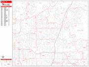 Plano <br /> Wall Map <br /> Zip Code <br /> Red Line Style 2025 Map