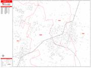 Temple <br /> Wall Map <br /> Zip Code <br /> Red Line Style 2025 Map