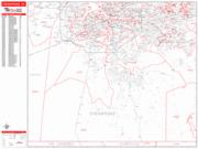 Chesapeake <br /> Wall Map <br /> Zip Code <br /> Red Line Style 2025 Map