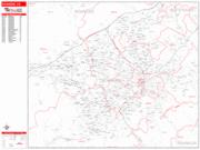 Roanoke <br /> Wall Map <br /> Zip Code <br /> Red Line Style 2025 Map
