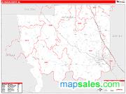 Autauga County, AL <br /> Wall Map <br /> Zip Code <br /> Red Line Style 2025 Map