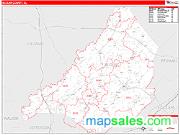 Blount County, AL <br /> Wall Map <br /> Zip Code <br /> Red Line Style 2025 Map