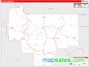 Bullock County, AL <br /> Wall Map <br /> Zip Code <br /> Red Line Style 2025 Map