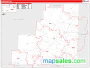Clay County, AL <br /> Wall Map <br /> Zip Code <br /> Red Line Style 2025 Map