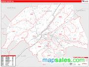 Etowah County, AL <br /> Wall Map <br /> Zip Code <br /> Red Line Style 2025 Map