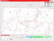 Franklin County, AL <br /> Wall Map <br /> Zip Code <br /> Red Line Style 2025 Map