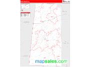 Lamar County, AL <br /> Wall Map <br /> Zip Code <br /> Red Line Style 2025 Map