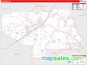 Lee County, AL <br /> Wall Map <br /> Zip Code <br /> Red Line Style 2025 Map