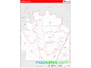 Lowndes County, AL <br /> Wall Map <br /> Zip Code <br /> Red Line Style 2025 Map