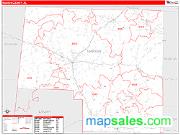 Marion County, AL <br /> Wall Map <br /> Zip Code <br /> Red Line Style 2025 Map