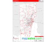 Mobile County, AL <br /> Wall Map <br /> Zip Code <br /> Red Line Style 2025 Map