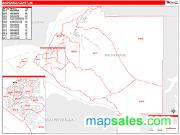 Anchorage County, AK <br /> Wall Map <br /> Zip Code <br /> Red Line Style 2025 Map
