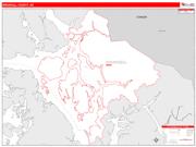 Wrangell County, AK <br /> Wall Map <br /> Zip Code <br /> Red Line Style 2025 Map