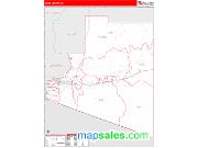 Yuma County, AZ <br /> Wall Map <br /> Zip Code <br /> Red Line Style 2025 Map