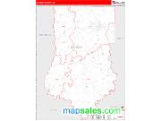 Bradley County, AR <br /> Wall Map <br /> Zip Code <br /> Red Line Style 2025 Map