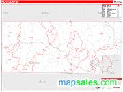 Fulton County, AR <br /> Wall Map <br /> Zip Code <br /> Red Line Style 2025 Map