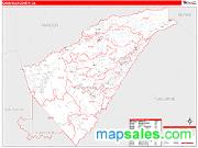 Calaveras County, CA <br /> Wall Map <br /> Zip Code <br /> Red Line Style 2025 Map