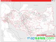 Contra Costa County, CA <br /> Wall Map <br /> Zip Code <br /> Red Line Style 2025 Map