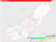 Madera County, CA <br /> Wall Map <br /> Zip Code <br /> Red Line Style 2025 Map