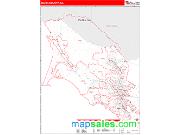 Marin County, CA <br /> Wall Map <br /> Zip Code <br /> Red Line Style 2025 Map