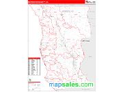 Mendocino County, CA <br /> Wall Map <br /> Zip Code <br /> Red Line Style 2025 Map