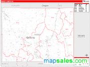 Modoc County, CA <br /> Wall Map <br /> Zip Code <br /> Red Line Style 2025 Map