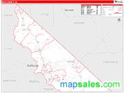 Mono County, CA <br /> Wall Map <br /> Zip Code <br /> Red Line Style 2025 Map
