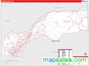 Placer County, CA <br /> Wall Map <br /> Zip Code <br /> Red Line Style 2025 Map