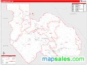 Plumas County, CA <br /> Wall Map <br /> Zip Code <br /> Red Line Style 2025 Map
