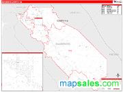 San Benito County, CA <br /> Wall Map <br /> Zip Code <br /> Red Line Style 2025 Map