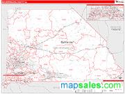 San Bernardino County, CA <br /> Wall Map <br /> Zip Code <br /> Red Line Style 2025 Map