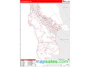San Mateo County, CA <br /> Wall Map <br /> Zip Code <br /> Red Line Style 2025 Map