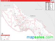 Santa Cruz County, CA <br /> Wall Map <br /> Zip Code <br /> Red Line Style 2025 Map