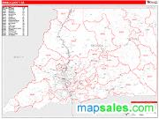 Shasta County, CA <br /> Wall Map <br /> Zip Code <br /> Red Line Style 2025 Map