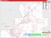 Solano County, CA <br /> Wall Map <br /> Zip Code <br /> Red Line Style 2025 Map