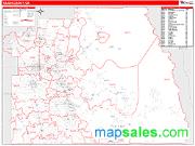 Tulare County, CA <br /> Wall Map <br /> Zip Code <br /> Red Line Style 2025 Map