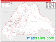 Tuolumne County, CA <br /> Wall Map <br /> Zip Code <br /> Red Line Style 2025 Map