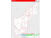 Yuba County, CA <br /> Wall Map <br /> Zip Code <br /> Red Line Style 2025 Map
