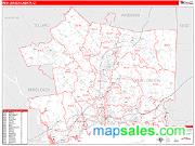 New London County, CT <br /> Wall Map <br /> Zip Code <br /> Red Line Style 2025 Map