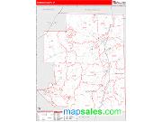 Windham County, CT <br /> Wall Map <br /> Zip Code <br /> Red Line Style 2025 Map