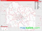 Alachua County, FL <br /> Wall Map <br /> Zip Code <br /> Red Line Style 2025 Map